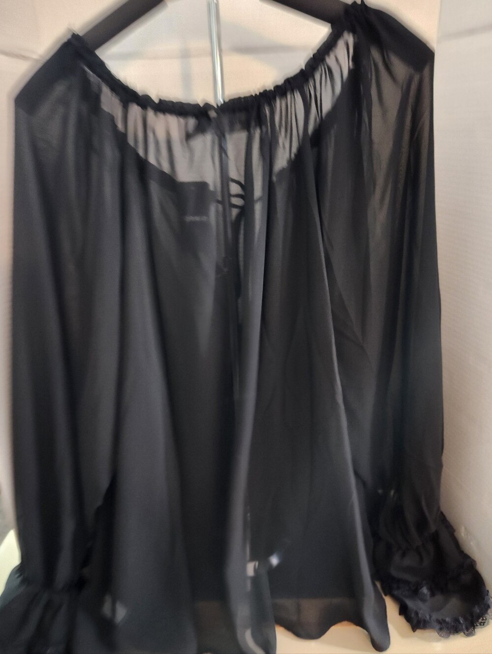 Torrid Studio Romantic Ruffle Sheer Black Blouse - Picture 3 of 3